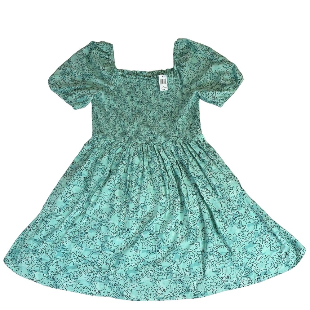 NWT Disney Her Universe Mickey Mouse Smocked Puff Sleeve Dress - Aqua‎ Blue XL